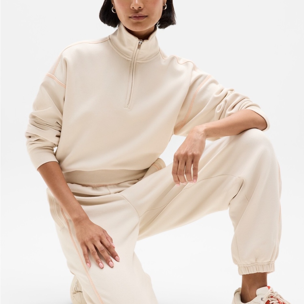 Athleta Cream Quarter-Zip Sweatshirt and Jogger Set - Picture 2 of 3